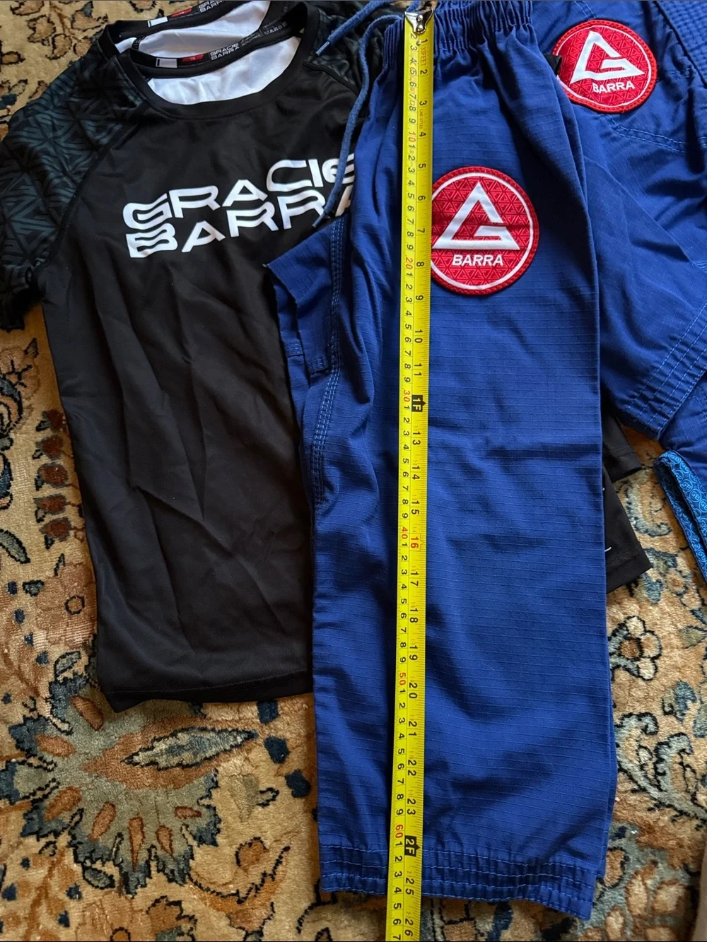 Gracie barra y4 Black Rash Guard with Blue Gi Shorts